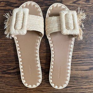 Carrie Forbes Kia Raffia Buckle Slides